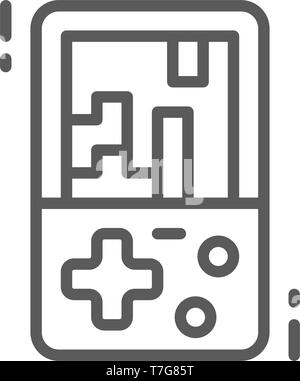 Tetris, jeu de brique électronique icône ligne. Illustration de Vecteur