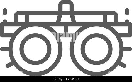 Appareil pour la sélection des verres, lentilles, l'icône de la ligne de dioptries. Illustration de Vecteur