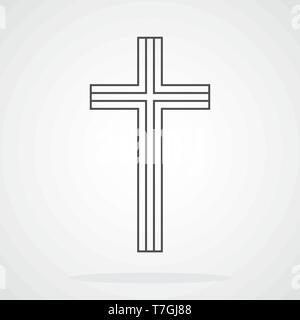 Croix chrétienne dans l'icône gris modèle plat. Vector illustration. Résumé croix chrétienne. Illustration de Vecteur