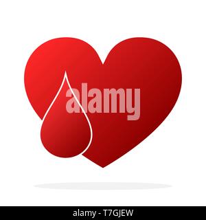 Coeur rouge avec une goutte de sang. Vector illustration. L'icône du don de sang isolé Illustration de Vecteur