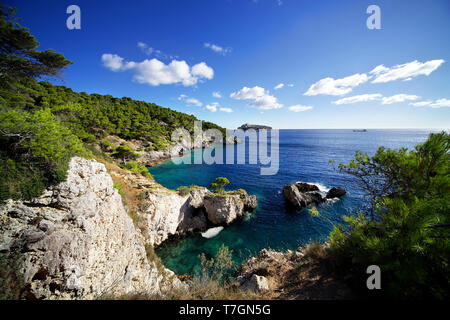 Cala del Pigno. L'île de San Domino. Tremiti, Pouilles, Italie Banque D'Images