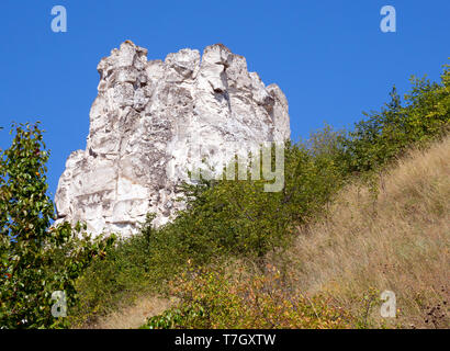 Falaises de craie sur le territoire de la réserve naturelle de Divnogorsky, région de Voronezh Banque D'Images