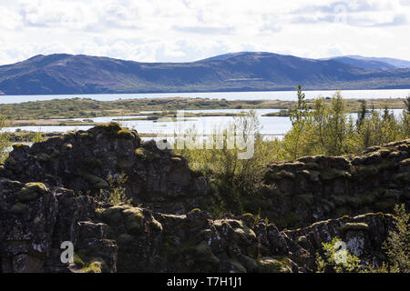 Le parc national de Þingvellir Þingvellir, Pingvellir, Thingvellir, le parc national de Þingvellir,, Pingvellir-Nationalpark. Parc national de Þingvellir, Islande Banque D'Images