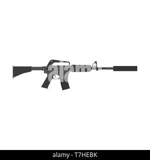 Carabine arme d'assaut pistolet vector illustration guerre militaire silencieux. Pistolet automatique de tireurs isolés de l'armée des Illustration de Vecteur