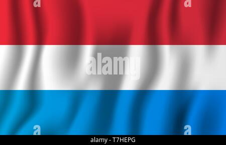 Luxembourg waving flag illustration vecteur réaliste. Symbole de base par pays national. Jour de l'indépendance. Illustration de Vecteur