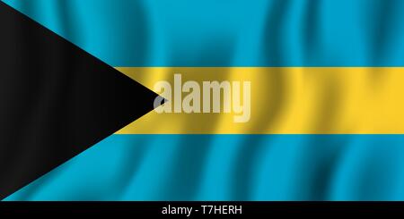 Bahamas waving flag illustration vecteur réaliste. Symbole de base par pays national. Jour de l'indépendance. Illustration de Vecteur