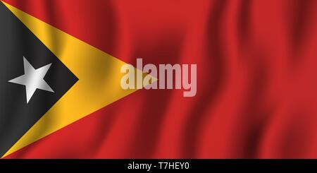 Le Timor oriental waving flag illustration vecteur réaliste. Symbole de base par pays national. Jour de l'indépendance. Illustration de Vecteur