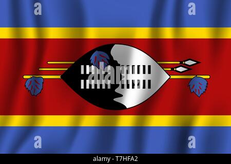 Swaziland waving flag illustration vecteur réaliste. Symbole de base par pays national. Jour de l'indépendance. Illustration de Vecteur