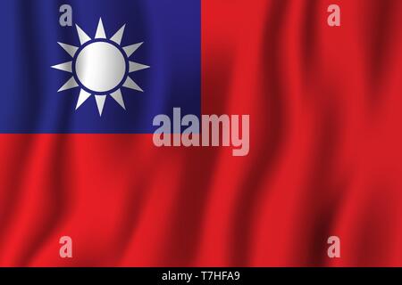 Taiwan waving flag illustration vecteur réaliste. Symbole de base par pays national. Jour de l'indépendance. Illustration de Vecteur