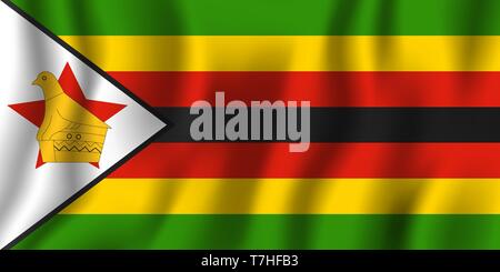 Zimbabwe waving flag illustration vecteur réaliste. Symbole de base par pays national. Jour de l'indépendance. Illustration de Vecteur