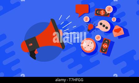 Les médias sociaux numériques stratégie de technologie d'entreprise vecteur icône. Gestion de l'internet en ligne web concept. La promotion de la communication de l'ordinateur en réseau. Télévision Illustration de Vecteur