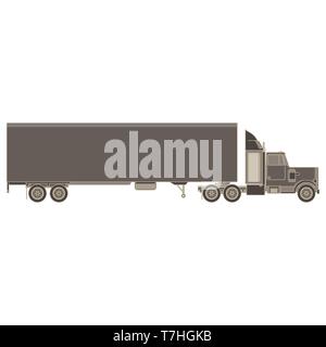 Vecteur de camion remorque d'icône et de conteneur pour l'expédition et de transport télévision isolé sur fond blanc illustration Vue de côté. Illustration de Vecteur