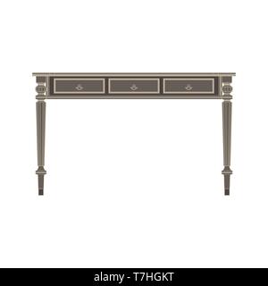 Table en bois isolé sur fond blanc. Illustration vecteur icône plate décor cartoon 24 craft Illustration de Vecteur