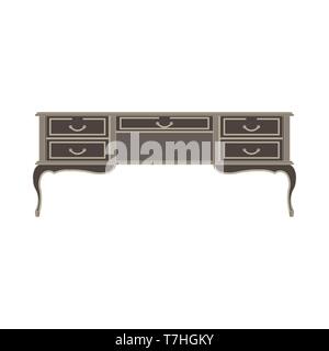 Table en bois isolé sur fond blanc. Illustration vecteur icône plate décor moderne de style chinois 24 Illustration de Vecteur