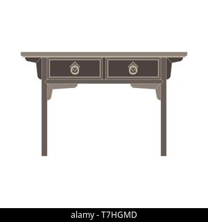 Table en bois isolé sur fond blanc. Illustration vecteur icône plate caricature conseil bureau vide Illustration de Vecteur