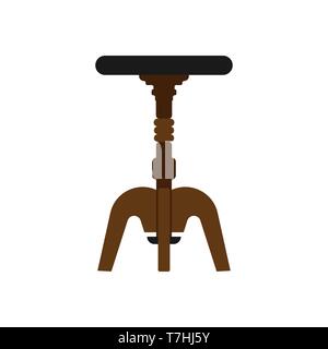 Chaise de piano vintage art plat en bois foncé icône vecteur musique mobilier. Les concerts illustration design intérieurs Illustration de Vecteur
