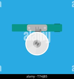 Tête miroir vecteur médicale hôpital icône signe. L'élément clinique médecin télévision équipement. Instrument de Diagnostic de l'outil frontal chirurgie Illustration de Vecteur