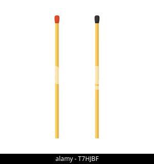 Symbole correspond à rouge et noir simple icône vector art lumineux ossature bois brûler. Feu de détresse allumés matchstick télévision Illustration de Vecteur