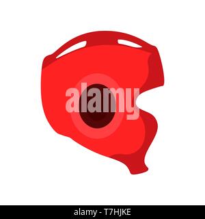 Casque de boxe télévision côté symbole voir pictogramme. Salle de sport rouge Protection hat. Masque homme uniforme icône vecteur sport Illustration de Vecteur