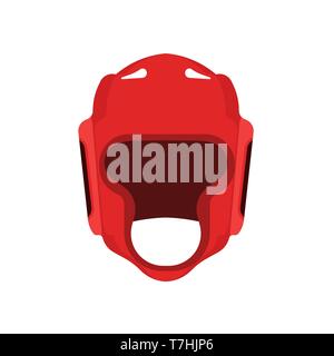 Casque de boxe télévision pictogramme symbole vue avant. Salle de sport rouge Protection hat. Masque homme uniforme icône vecteur sport Illustration de Vecteur