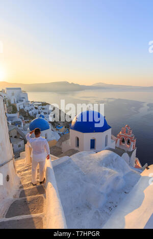 Grèce, les Cyclades, Firostefani et Caldeira de Santorin Banque D'Images