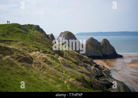 Une vue générale des trois falaises Bay sur la péninsule de Gower dans l'ouest du pays de Galles, Royaume-Uni. Banque D'Images