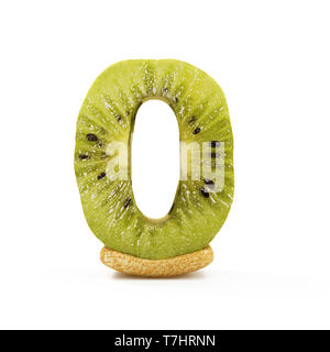 Numéros de Kiwi isolé sur fond blanc (numéro 0) Banque D'Images