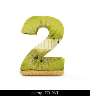 Numéros de Kiwi isolé sur fond blanc (numéro 2) Banque D'Images