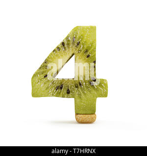 Numéros de Kiwi isolé sur fond blanc (numéro 4) Banque D'Images