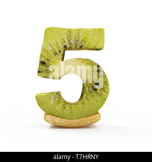 Numéros de Kiwi isolé sur fond blanc (numéro 5) Banque D'Images