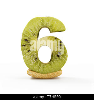 Numéros de Kiwi isolé sur fond blanc (numéro 6) Banque D'Images