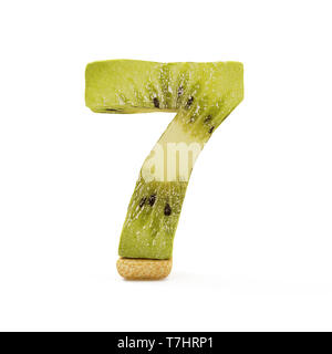 Numéros de Kiwi isolé sur fond blanc (numéro 7) Banque D'Images