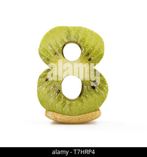 Numéros de Kiwi isolé sur fond blanc (numéro 8) Banque D'Images