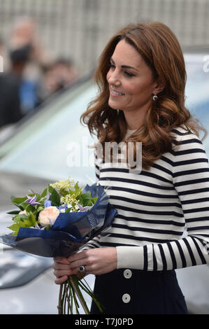 La duchesse de Cambridge arrive à l'occasion du lancement de la King's Cup trophée à la Cutty Sark, Londres. Banque D'Images