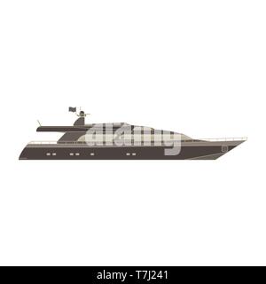 Yacht vecteur icône plate isolée. Vue côté bateau navire de croisière de style. Illustration de Vecteur