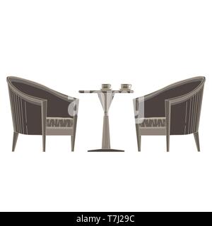 Table avec une chaise de restaurant vecteur icône plate isolée. Banquet romantique illustration. Café noir Banquet caricature célébration décoration, décoration, elegan Illustration de Vecteur