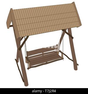 Mobilier de jardin banc Swing vector park piscine porche isolé Illustration de Vecteur