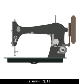 Machine à coudre vintage icône vecteur illustration sur mesure de la mode rétro vieux logo coudre isolés Illustration de Vecteur