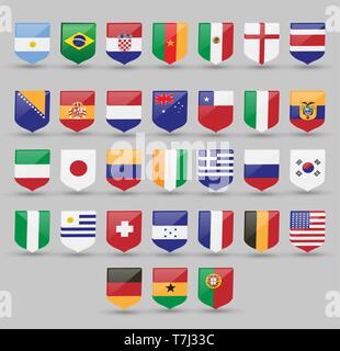 Monde drapeaux set vector illustration national international symbole nord collection tous les pays du Sud signent l'Europe Illustration de Vecteur