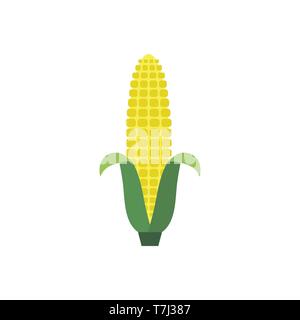 L'icône jaune maïs alimentaire illustration naturel télévision logo biologique de l'agriculture biologique ferme champ vectoriel corncob Illustration de Vecteur