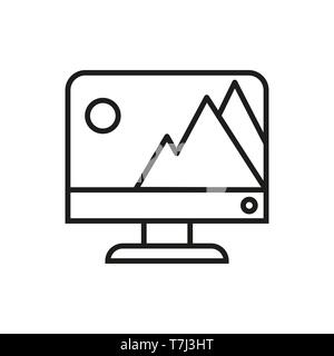 Ligne de l'icône vector art design. Contours education computer illustration symbole signe graphique linéaire web télévision crayon Illustration de Vecteur