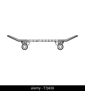 L'icône de la ligne de skateboard isolé sur fond blanc. Décrire l'élément vecteur matériel noir fin. Illustration de Vecteur