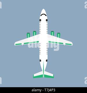 Transport Avion voyage avion blanc Vue d'en haut. Voyage Tourisme télévision vecteur d'Airbus Illustration de Vecteur