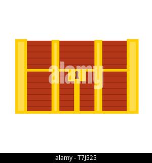 Coffre au Trésor brun rétro boîte en or contenant. Mystère pirate vecteur icône Jeu en bois marine vue avant Illustration de Vecteur