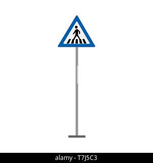 Inscrivez-vous sur la concordance de la réglementation sur les transports attention vector icône bleue. Ville de trottoir allée zebra avertissement Illustration de Vecteur