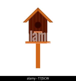 Nichoir design animal cartoon vector élément icône. Maison d'oiseau en bois blanc isolé Illustration de Vecteur