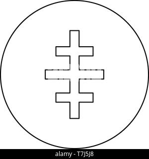 L'icône de l'église romaine papale Croix en cercle noir contour vector illustration couleur style plat simple image Illustration de Vecteur