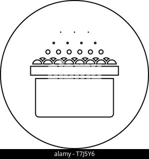 Les bains à remous baignoire avec bain bulles de mousse se détendre salle de bains baignoire spa dans l'icône Contour rond cercle couleur noir style télévision illustration vectorielle Illustration de Vecteur