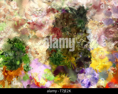Dessin au pastel à l'huile. Résumé fond couleur. Fine art print. Style impressionnisme abstraction. Le surréalisme moderne de la peinture. Bon comme décor de mur de l'affiche. Banque D'Images