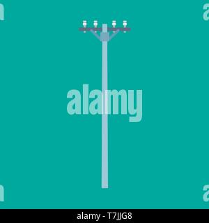 Poteau de téléphone, câble d'alimentation de l'icône vecteur ligne d'électricité. Sur le fil de la communication haute énergie post. Grand tour urbain télégraphe Illustration de Vecteur